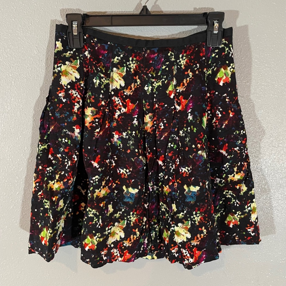Gap Confetti Pleat Mini Skirt Womens 2 Black Multi Color Abstract Festival
Retro